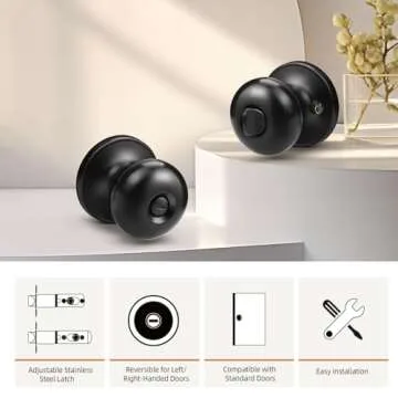 GOBEKOR Privacy Door Knobs - Modern Matte Black Design