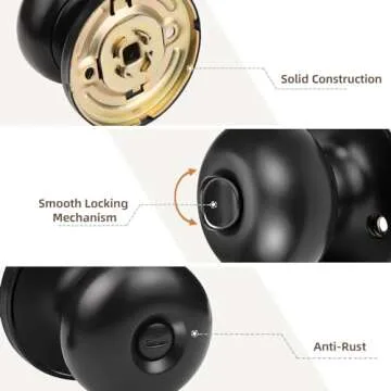 GOBEKOR Privacy Door Knobs - Modern Matte Black Design