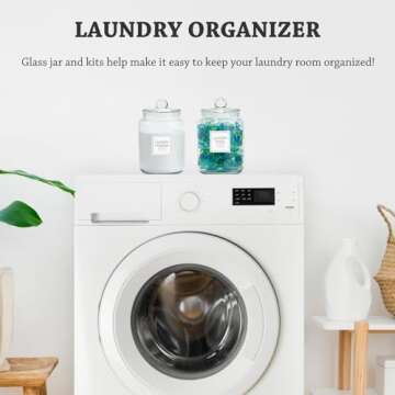 FyndraX Laundry Pods Glass Jars - Half Gallon Airtight Storage Containers with Scoop and Labels