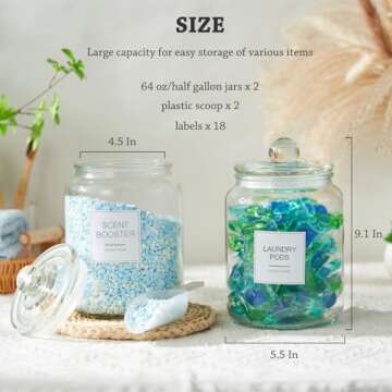 FyndraX Laundry Pods Glass Jars - Set of 2 for Organization