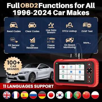 LAUNCH CRP129E V2.0 Elite OBD2 Scanner, 2025 All Level-Up，FCA AutoAuth, 12 Reset, Oil/EPB/SAS/TPMS/BMS/Injector Coding, ABS Bleed, ABS SRS Transmission Engine Code Reader, Lifetime Free Update