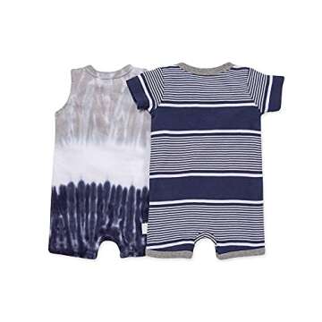 Burt's Bees Baby Baby Boys Short Sleeve Rompers, 100% Organic Cotton One-piece Coverall and Layette Set
