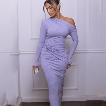 Elegant Women's One Shoulder Long Sleeve Bodycon Dress