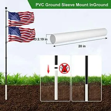 FFILY 25 FT Heavy Duty Telescopic Flag Pole Kit
