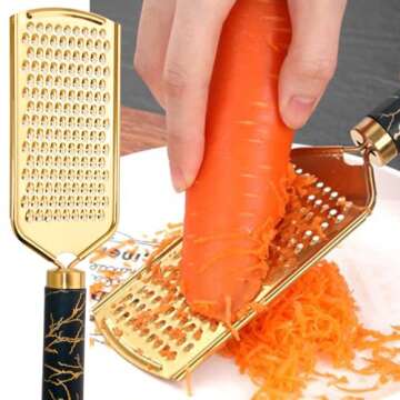 Professional Cheese Grater, Stainless Steel Cheese Grater Handheld, Cheese Grater Hand Crank, Practical Kitchen Gadgets, Graters for Cheese, Chocolate, Spices (Gold）