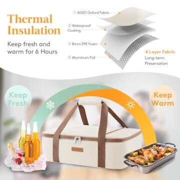 LUNCIA Insulated Casserole Carrier for Potlucks and Picnics