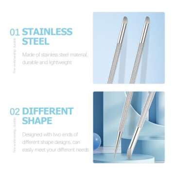 minkissy 4pcs Stainless Steel Cuticle Pusher Trimmer Dual Sided Nail Care Tools for Manicure Pedicure Ideal for Cleaning Nail Cuticles and Ingrown Nails