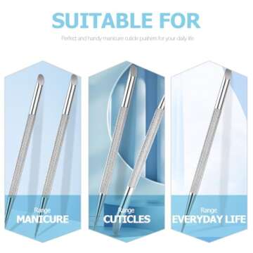 minkissy 4pcs Stainless Steel Cuticle Pusher Trimmer Dual Sided Nail Care Tools for Manicure Pedicure Ideal for Cleaning Nail Cuticles and Ingrown Nails