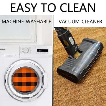 Fall Decor Door Mat Combo Set, 100% Coco Coir Welcome Mat + 28 x 43 Inches Orange and Black Plaid Mat - Fall Thanksgiving Front Porch Entryway Floor Doormat, Indoor Outdoor Autumn Mats Hello Pumpkin