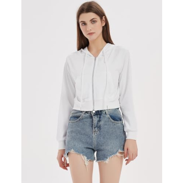 Yimoon Women Zip Up Cropped Hoodie Casual Sweatshirt