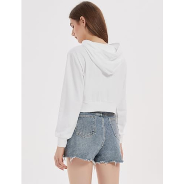 Yimoon Women Zip Up Cropped Hoodie Casual Sweatshirt
