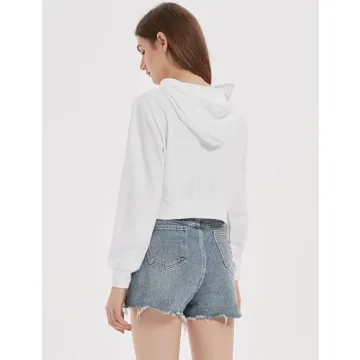 Yimoon Women Zip Up Cropped Hoodie Casual Sweatshirt