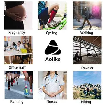 Aoliks Black Compression Socks for Women & Men 15-20 mmHg - Best Support for Nurses,Running,Hiking(L/XL)