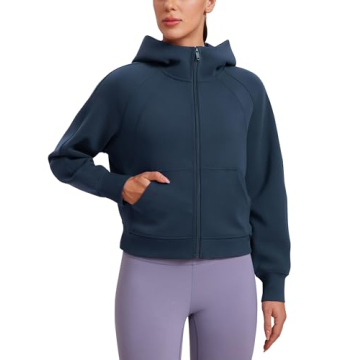 CRZ YOGA Womens SoftAura Full Zip Up Hoodie Workout Casual Hooded Sweatshirt Long Sleeve Athletic Ja...