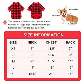 Warm Buffalo Plaid Dog Fleece Sweater for Small Dogs