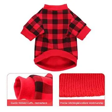 Warm Buffalo Plaid Dog Fleece Sweater for Small Dogs