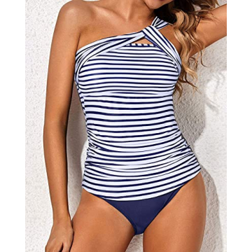 Tempt Me Stylish White Blue Tankini for Women
