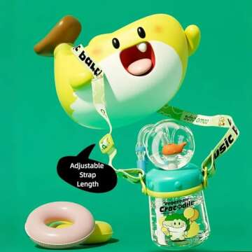 FRAGRANTGARDEN Drinking Cup With Whale Squirt, Weighted Sippy Cups With Adjustable Straps, 300ml Wha...