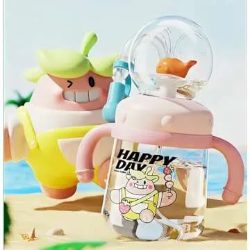 FRAGRANTGARDEN Drinking Cup With Whale Squirt, Weighted Sippy Cups With Adjustable Straps, 300ml Whale Water Cups With Silicone Soft Tip, Portable Leak Proof Straw Sippy Cup For Kids (A-Green)