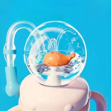 FRAGRANTGARDEN Drinking Cup With Whale Squirt, Weighted Sippy Cups With Adjustable Straps, 300ml Whale Water Cups With Silicone Soft Tip, Portable Leak Proof Straw Sippy Cup For Kids (A-Green)
