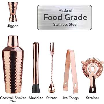 Arora Moscow Mule Barware Set - 23pc - Copper Plated Stainless Steel - Professional Bar Tools for Drink Mixing, Home, Bar, Party