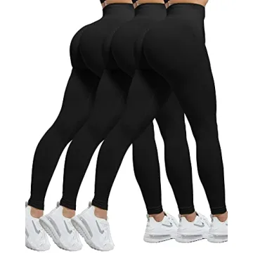 CHRLEISURE 3 Piece Workout Leggings Sets for Women, Gym Scrunch Butt Butt Lifting Seamless Leggings ...