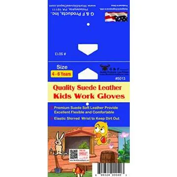 JustForKids Synthetic Leather Kids Garden Gloves Brown, 3-5 Years Old, Durable, Breathable, Non-Slip, Adjustable Safety Cuff, Child-Sized Work Gloves for Planting, Digging, Weeding, Outdoor Play, DIY