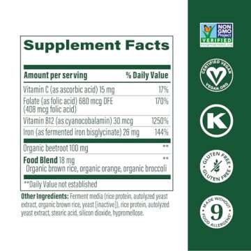 MegaFood Blood Builder Minis - Iron Supplement Clinically Shown to Increase Iron Levels Without Side...