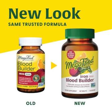 MegaFood Blood Builder Minis - Iron Supplement Clinically Shown to Increase Iron Levels Without Side Effects - Iron with Vitamin C, Vitamin B12 & Folic Acid - Vegan - 72 Tablets (36 Servings)
