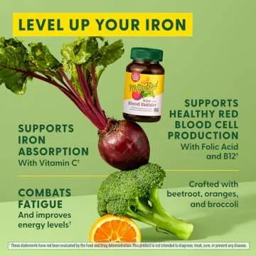 MegaFood Blood Builder Minis - Iron Supplement Clinically Shown to Increase Iron Levels Without Side Effects - Iron with Vitamin C, Vitamin B12 & Folic Acid - Vegan - 72 Tablets (36 Servings)