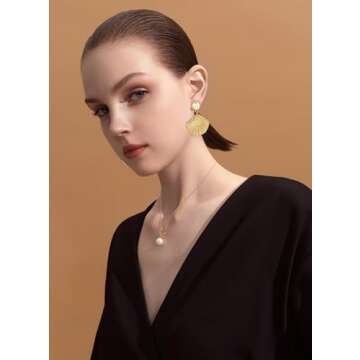 LILIE&WHITE Burnt Gold Seashell Dangle Earrings For Women With Imitation Pearl On The Top Fashion Beach Jewelry Summer Earrings Chunky Gold Earrings