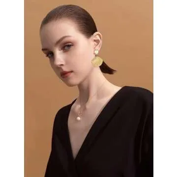 LILIE&WHITE Burnt Gold Seashell Dangle Earrings For Women With Imitation Pearl On The Top Fashion Beach Jewelry Summer Earrings Chunky Gold Earrings