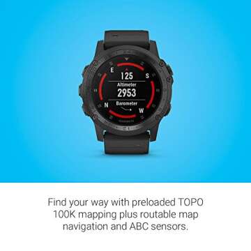 Garmin Tactix Charlie, Premium GPS Watch with Tactical Functionality, Night Vision Goggle Compatibility, Topo Mapping and Other Tactical-specific Features