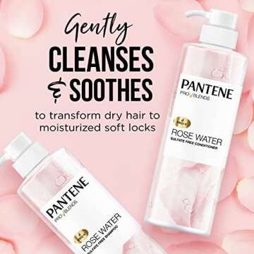 Pantene Sulfate Free Shampoo and Conditioner Set, Rose Water, Soothing and Moisturizing, Infused wit...