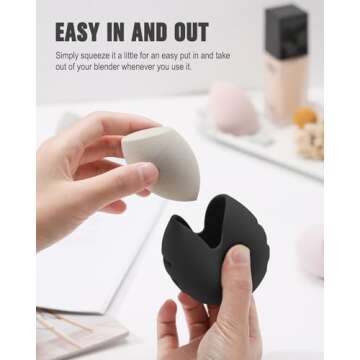 FERYES Makeup Sponge Holder with Makeup Sponge– Eco-Friendly Silicone Beauty Make Up Blender Case ...
