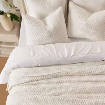 EVERGRACE Luxury Velvet Quilt Set King Size 3 Piece, Soft Oversized Cross-Stitch Velvet Comforter Se...