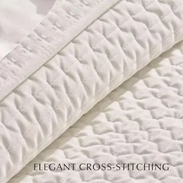 EVERGRACE Luxury Velvet Quilt Set King Size 3 Piece, Soft Oversized Cross-Stitch Velvet Comforter Set with Pillow Shams, Lightweight Velvet Coverlet Bedspread Bedding Set for All Seasons, Cream White