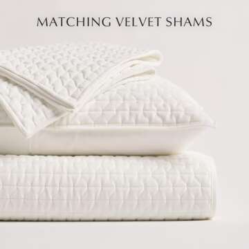 EVERGRACE Luxury Velvet Quilt Set King Size 3 Piece, Soft Oversized Cross-Stitch Velvet Comforter Set with Pillow Shams, Lightweight Velvet Coverlet Bedspread Bedding Set for All Seasons, Cream White