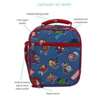 Marvel Kawaii Boys Girls Soft Insulated School Lunch Box (One Size, Multi)