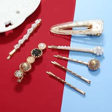 Women Hair Accessories 18PCS Handmade Simulation Pearl Barrettes Clip Set Geometric Flower Bobby hairpin Girls Headwear…