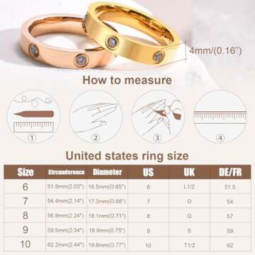 Love Gold Rings for Women - 18K Gold Plated Stainless Steel Cubic Zirconia Friendship Ring Band Wedding Party Trendy Jewelry Gift Non-tarnish,Christmas Valentines Day Birthday Gifts for Her Girlfriend