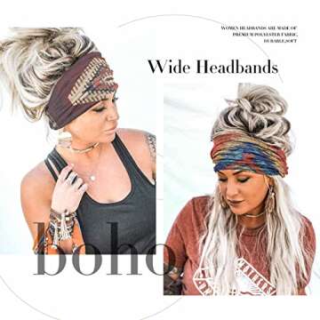 Olbye Boho Headbands Women Wide Head Bands Turban Elastic Nonslip Hairbands Workout Yoga Hair Scarfs...