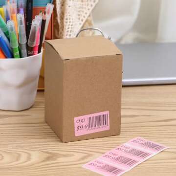 2.25 x 1.25 Inch Direct Thermal Label Roll 1000 Pink Sticker Labels for Barcode Label Work with Rollo Munbyn Phomemo Desktop Thermal Printer, 1 Roll