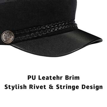 WETOO Women Newsboy Hat Cap for Ladies Visor Beret Hat Black