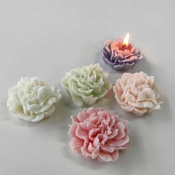 Flower Mold Flower Soap Mold Peony Soap Mold Rose Soap Mold Resin Casting Mold Resin Making Molds Silicone Mold for Candle Home Decorate Mold 3D Animal Mold Candle Making Mold