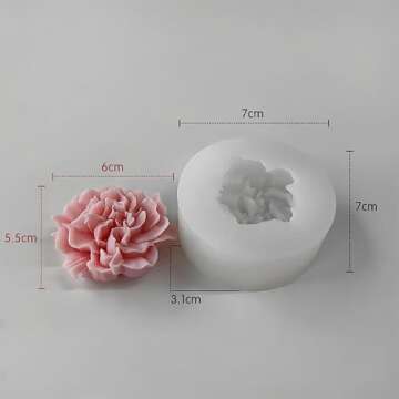 Flower Mold Flower Soap Mold Peony Soap Mold Rose Soap Mold Resin Casting Mold Resin Making Molds Silicone Mold for Candle Home Decorate Mold 3D Animal Mold Candle Making Mold
