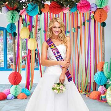 Final Fiesta Wedding Veil, Mexican Themed Bridal Shower Party Favor, Bride to Be Satin Sash, Bachelorette Party Veil for Bride