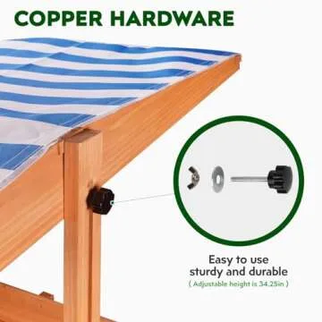 Kids Wooden Outdoor Sandbox with Cover，Sand Boxes with Canopy and Foldable Storage Bench Seats, Sand Table with Protection Bottom Liner,Kids Play Equipment for Outdoor(47X47Inch