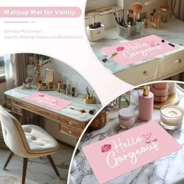 Elegant Baby Pink Makeup Mat - Dual-Sided Vanity Protector