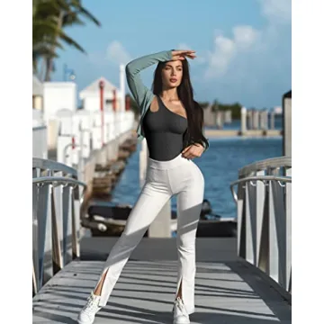 OQQ Women's Stylish One Shoulder Bodysuit - Flattering Fit